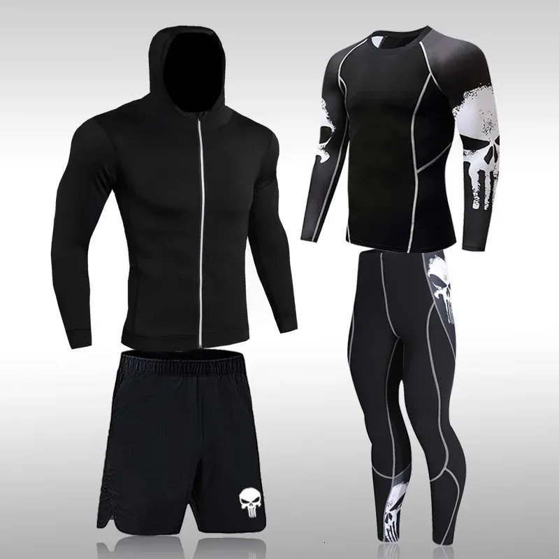 Mens Compression Sportswear Suits Gym Tights Training Clothes Workout Jogging Sport Set Running RashGuard Tracksuit For Men 240130