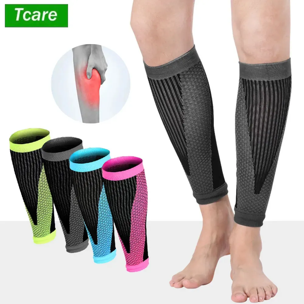 Tcare 1 paire jambe mollet manches protège-tibia football Anti-crash jambe mollet manches Compression cyclisme course jambières 240129