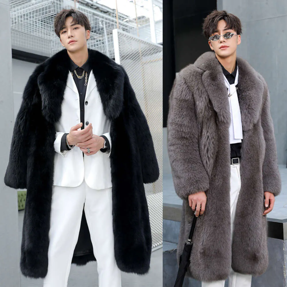 Automne et hiver concepteur hommes manteau de fourrure Imitation cheveux longue laine grasse chaud décontracté coupe-vent AD3W