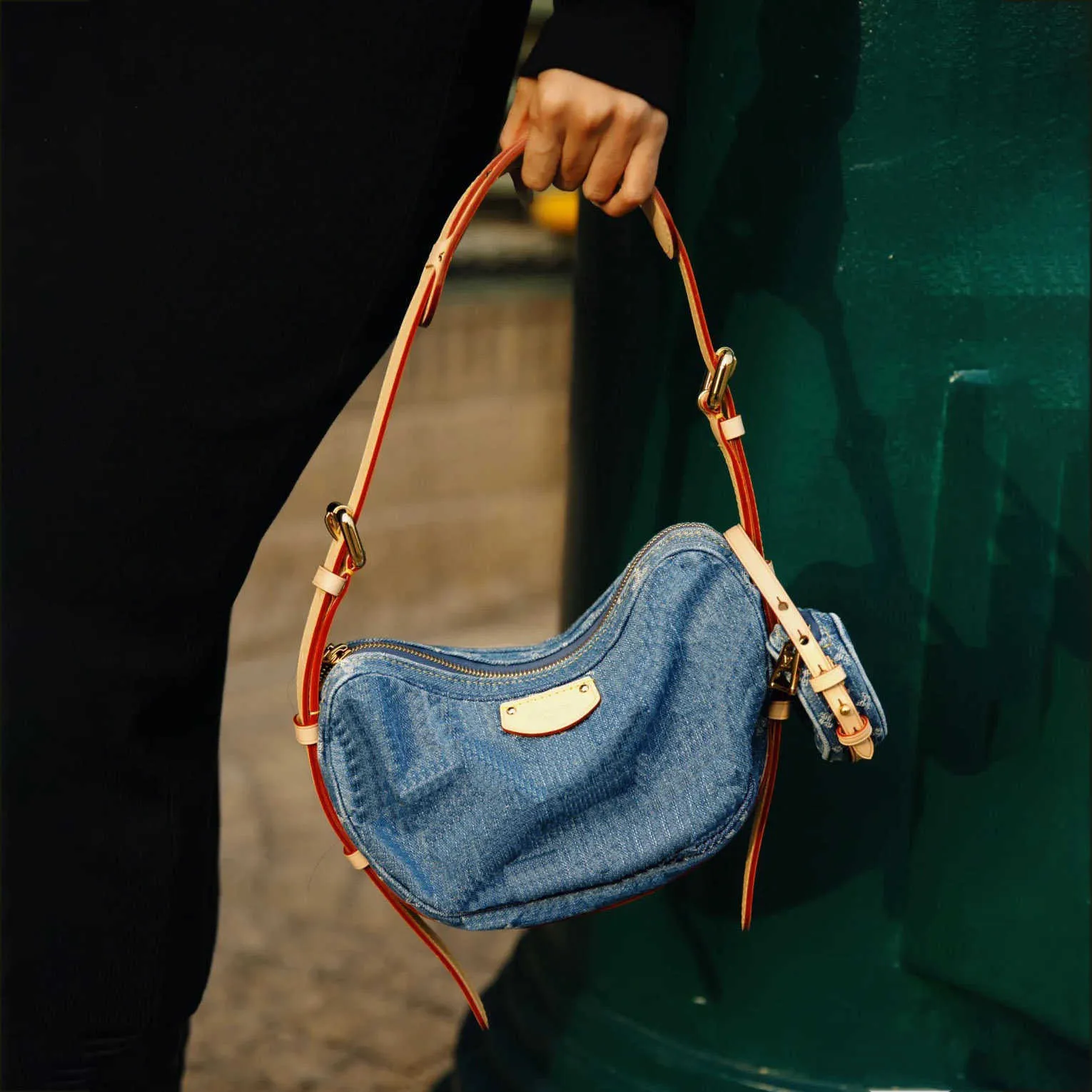 Vintage Denim Bags Pea Parcel Loop Hobo Bag Luxurys Designer Sacs à bandoulière Sacs à main souples Femmes Vintage Print Split Sac à bandoulière avec sac à main 231215