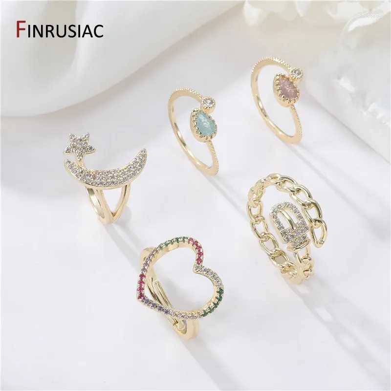 Cluster Rings FINRUSIAC Gold Plated For Women Brass Metal Engagement Wedding Party Ring Female Finger Jewelry Gift 2024
