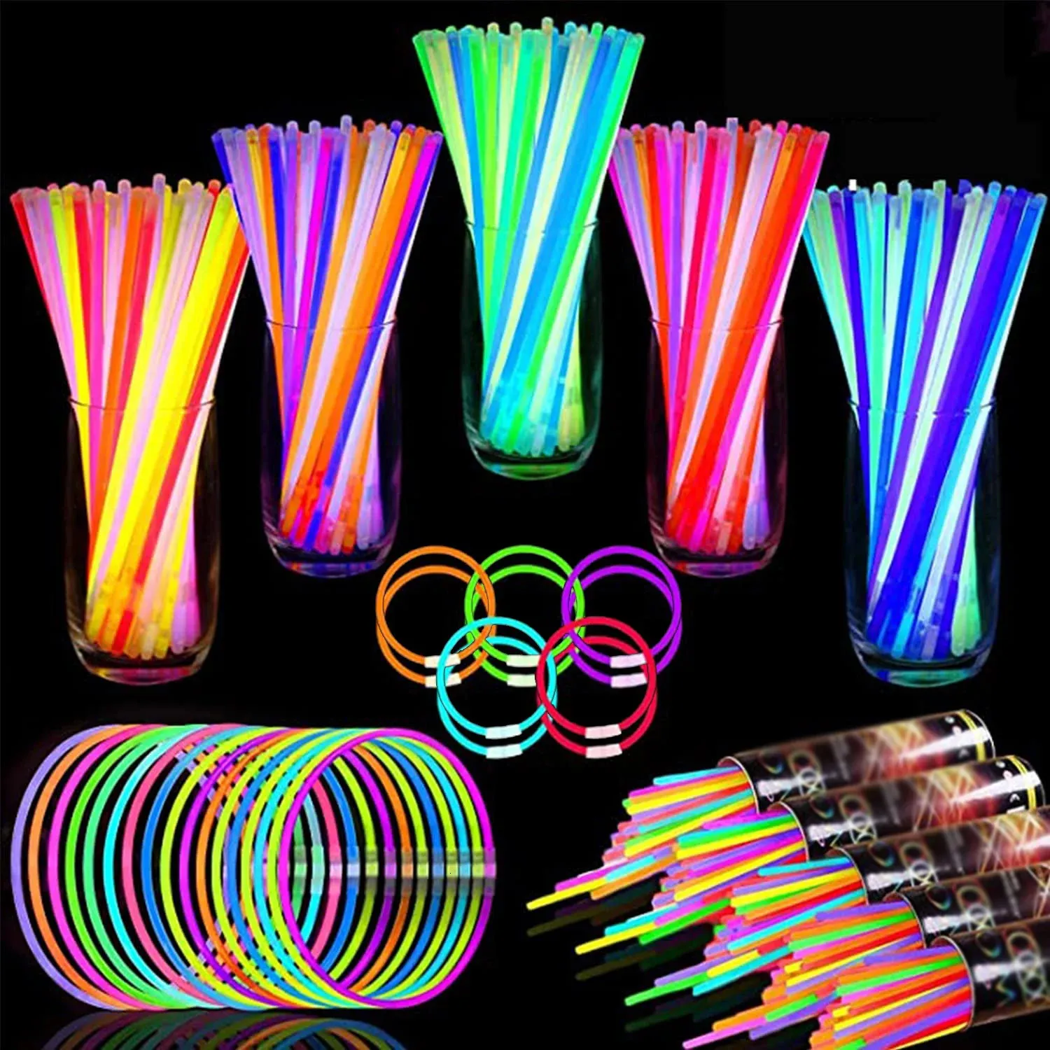 2050100pcs Glow Sticks Party Fluorescentie Licht In Het Donker Armband Ketting Neon Bruiloft Verjaardag Props Decor 240126