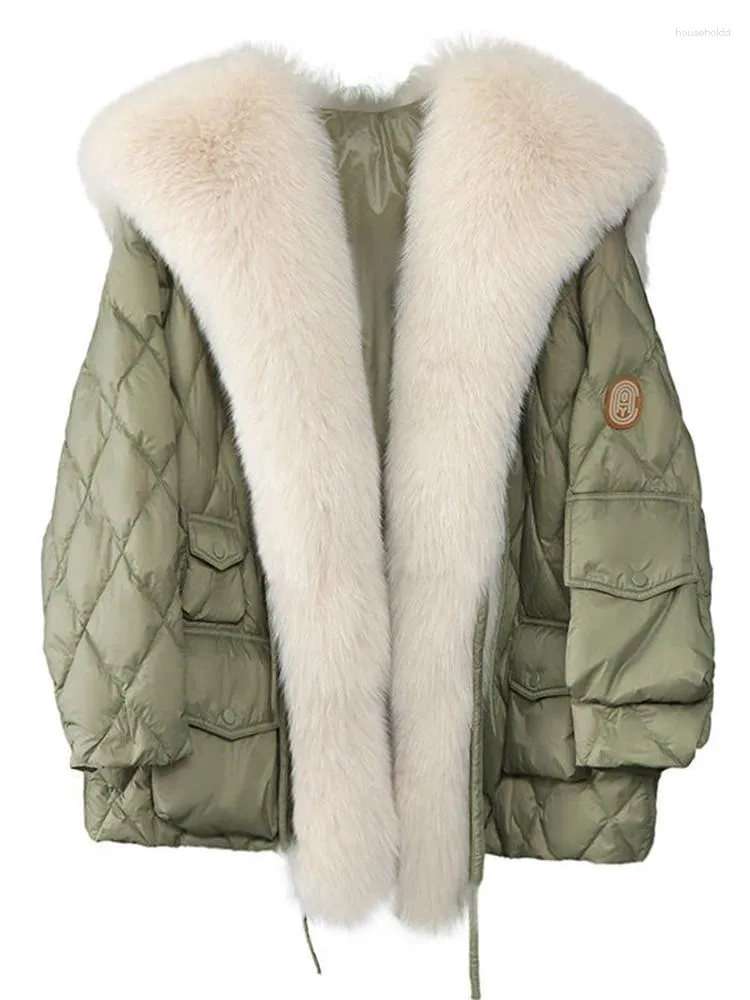 Casacos de trincheira femininos inverno para baixo jaqueta fofo pele do falso quente parkas manga morcego feminino casaco de grandes dimensões grande impermeável outerwear