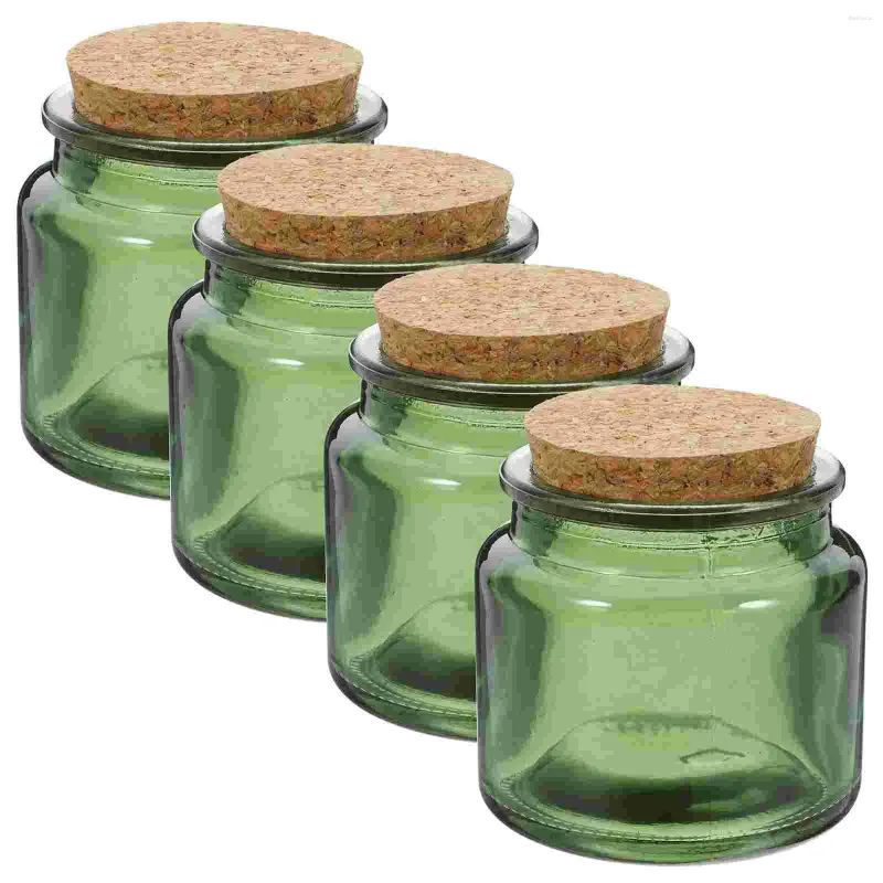 Candle Holders 4 Pcs Glass Scented Cup Household Holder Cork Jar Bottle Tea Light Lights Table Centerpieces