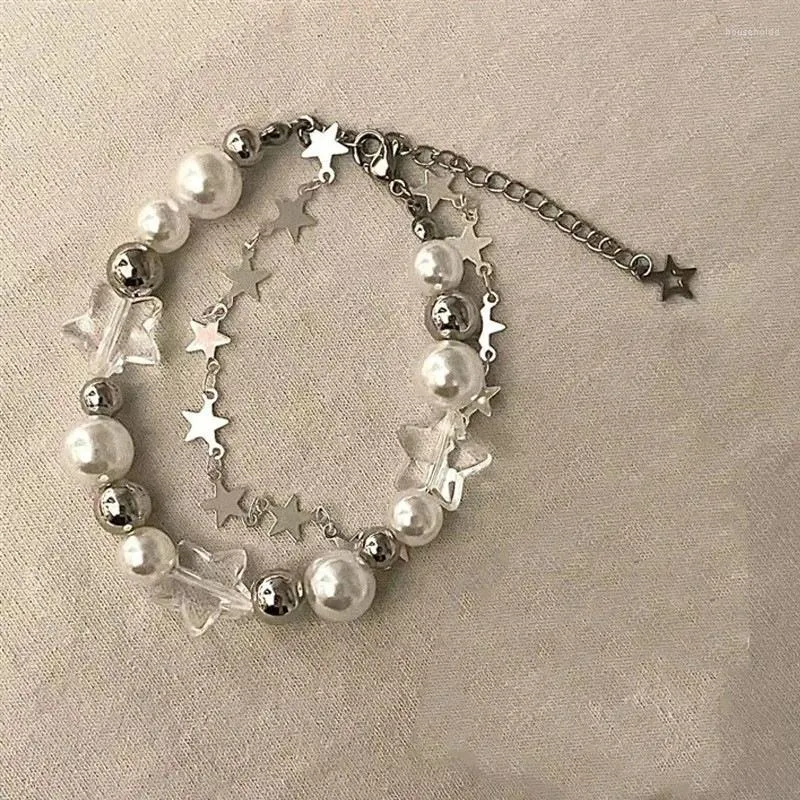 Bracelets à maillons Kiss, bijoux pour femmes, Harajuku, étoile en cristal, perles, accessoires Kpop Y2K, chaîne réglable, cadeau
