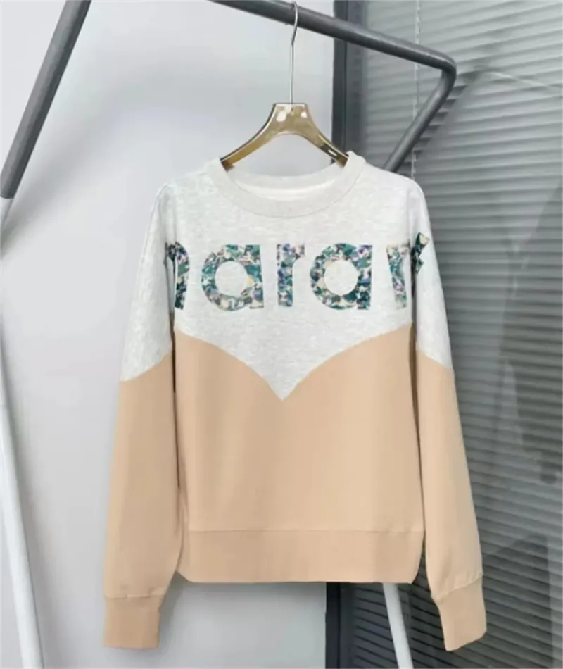 Isabel Marant Designer Sweatshirt Mode Nouveau Col Rond Pull Sweat Femmes Lettre Flocage Imprimer Casual Couleur Contraste Sweat À Manches Longues