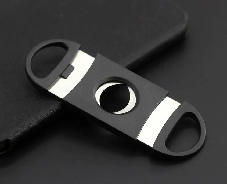 Black Cigar Cutter Knife Pocket Plastic Stainless Steel Double Blades Knife Scissors for Cigar Tobacco 