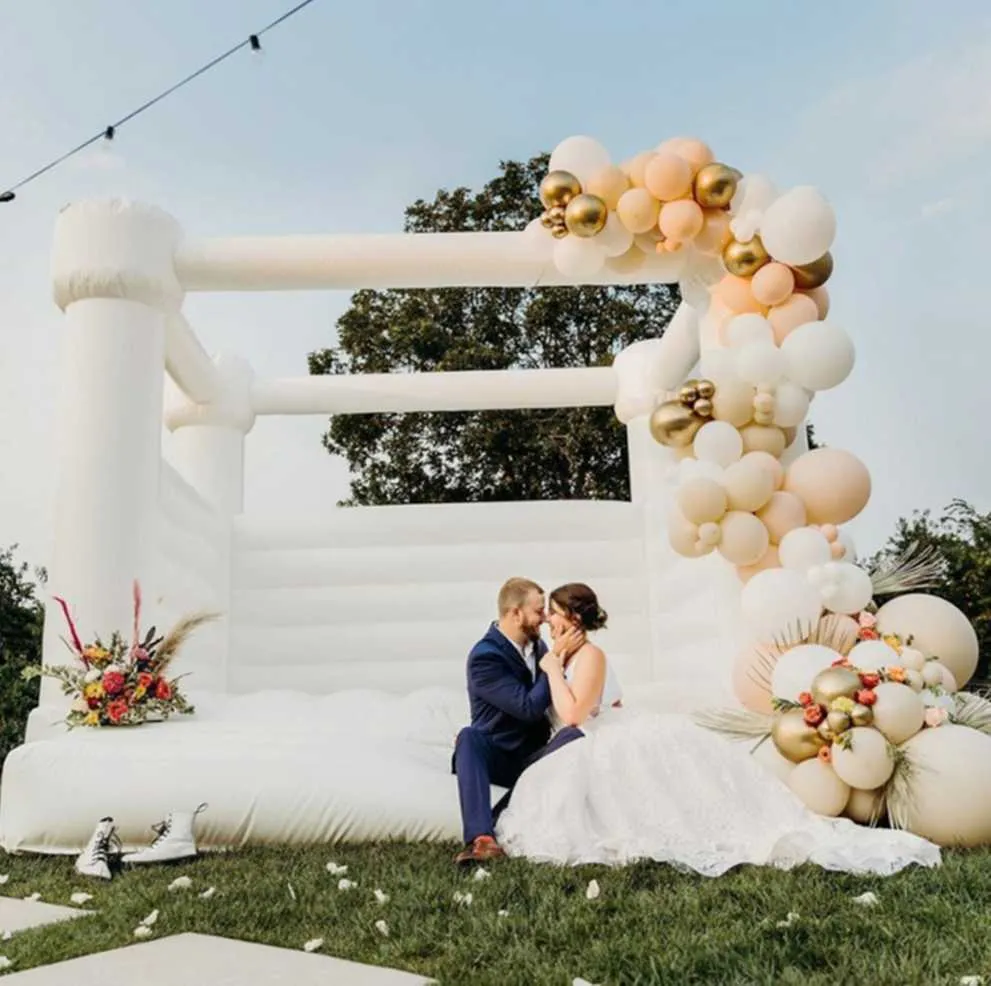 Wedding Inflatables Wholesale White PVC Inflatable Bounce House With Moon Wedding Bouncer ...