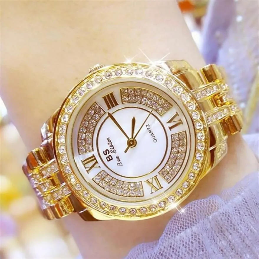 Stylish Trendcy Watches Golden Silver Color Rose Gold Color Ins Full Diamonds Women Dress Watches Shiny Elegant Girls Gift307q