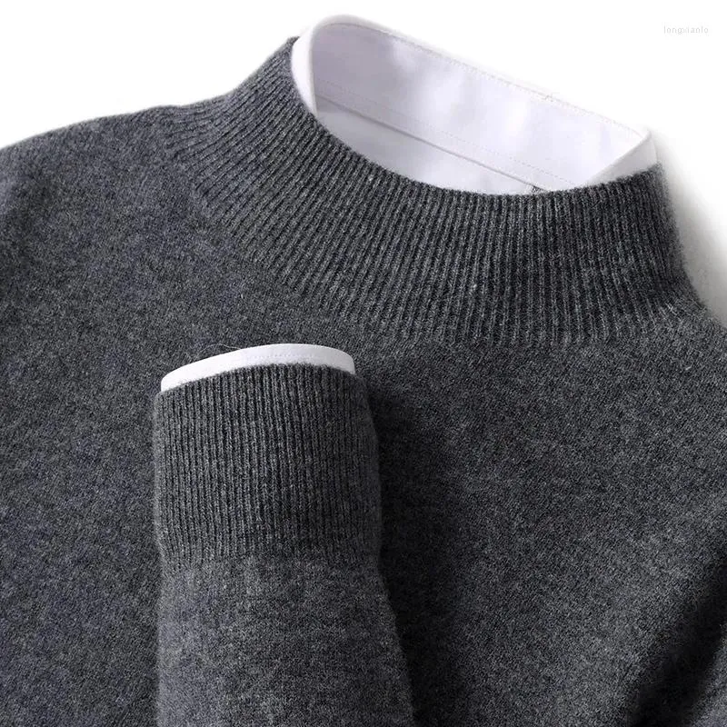 Pulls pour hommes de première ligne prêt-à-porter pull en laine tricoté printemps automne 2024 décontracté chaud mode demi-col haut pull solide