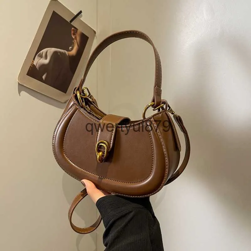 Sacs à bandoulière Sac de selle semi-circulaire sous les bras pour femmes, haut de gamme et design de niche, sac à bandoulière tendance pour femmes, nouveau printemps 2024, sac à bandoulière simple, H2422