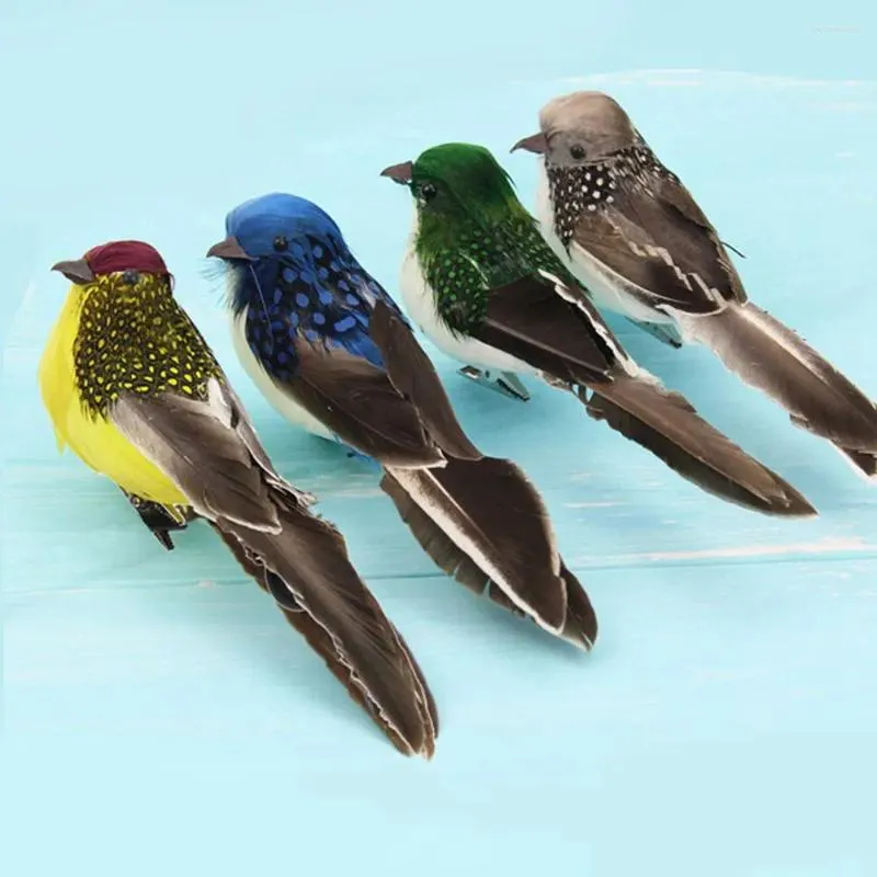 Figurine decorative 2 pezzi Uccelli artificiali Realistico modello di pappagallo Giardino Prato Ornamenti da giardino Paesaggio Piume finte Decorazioni per la casa