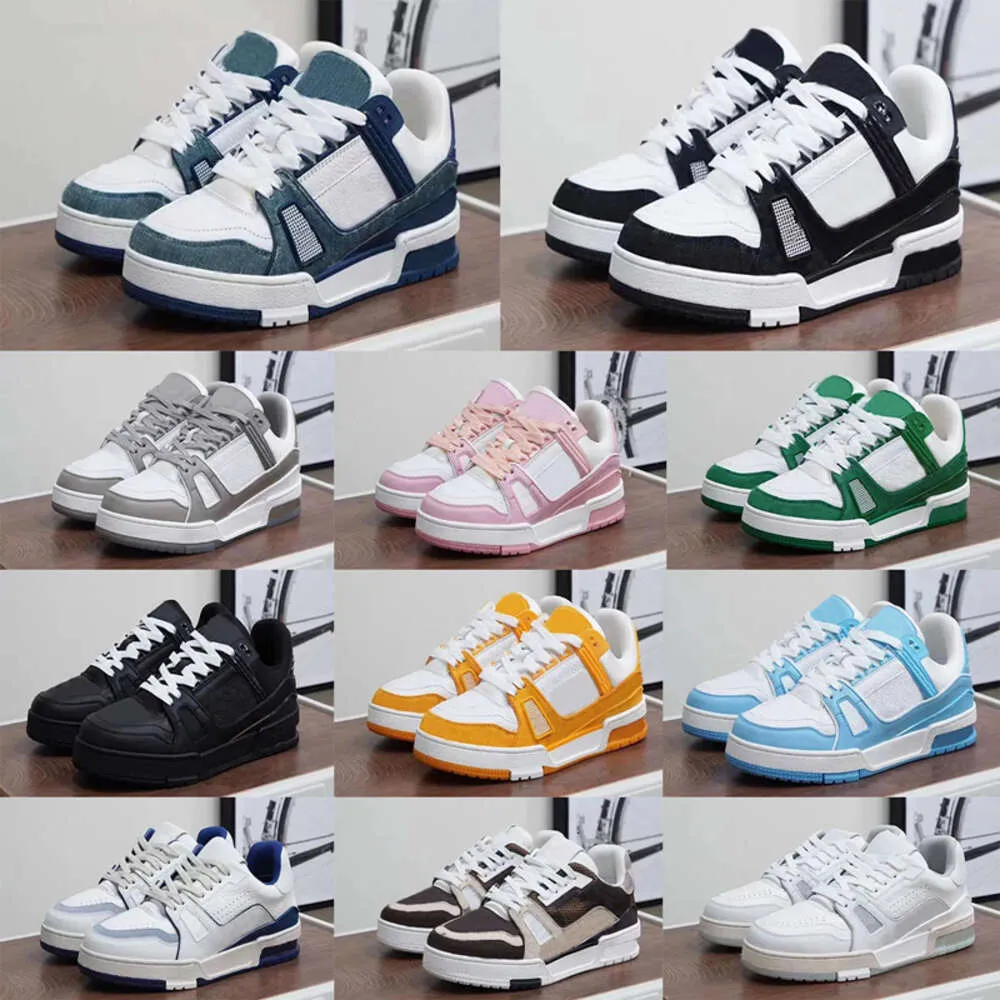 Top Shoes Casual Sapatos Novos Sapatos de Designer Sneaker Sneaker Releved Denim Canvas Couro Branco Verde Verde Azul Letter Moda Plataforma Homens feminino