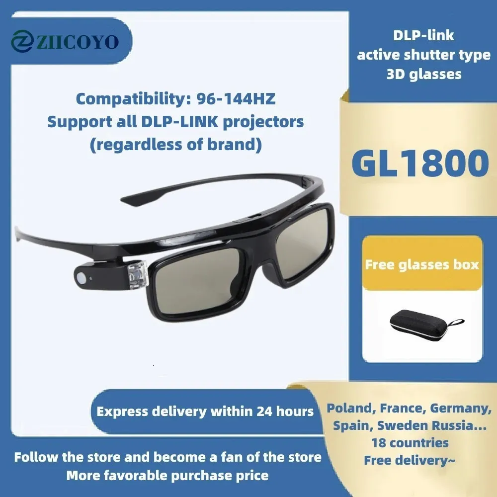 GL1800 DLP-Link Active Shutter 3D Glasses for UFO P19 P20 U30 U70 U50 U90 R17 R20 3Dプロジェクター240124