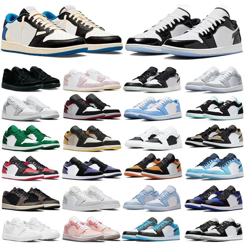 Jumpman 1 Low Basketball Shoes Men 1S UNC Pine Green Pairs University Blue Smoke Grey Red Women Yellow Banned Bred Chicago Black Toe Court Purple Sneakers 36-47