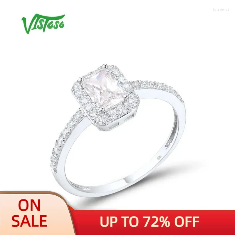 Klusterringar Vistoso Gold for Women Authentic 9K 375 White Ring Sparkling Cubic Zirconia Gorgeous Wedding Fine Jewelry