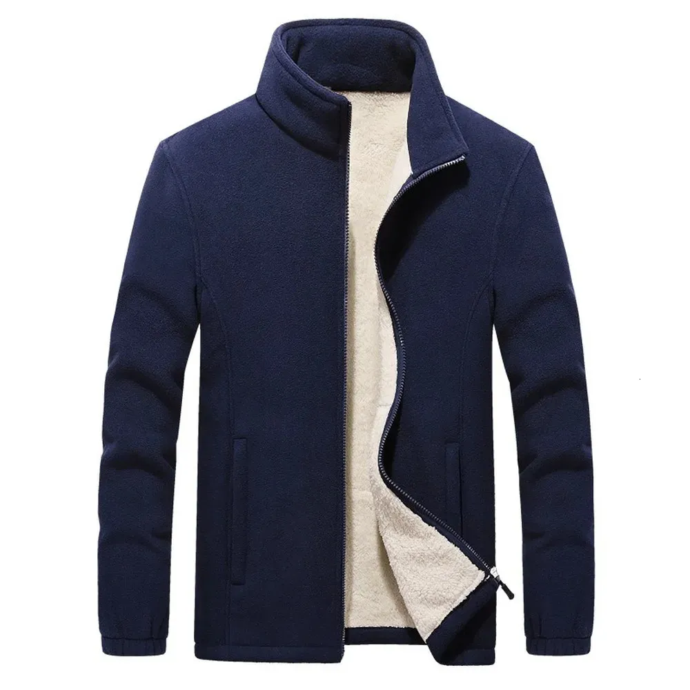 Mens Tjock Fleece Jackets Män Outwear Sportkläder Ullfoder Varma rockar Man Thermal Coat Winter Plus Size L4XL 240124