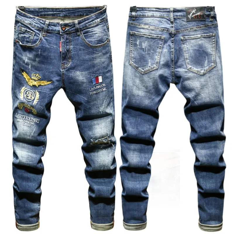 Mens PP Jeans Designer Jeans Fashion Distressed Ripped Bikers Womens Denim Cargo Embroidery Men Punk Pants D-K30