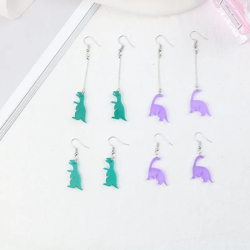 Charm Vintage Earrings Long Dinosaur Acrylic Animal Ear Clips Summer Personality Funny Drop Delivery Otjfo