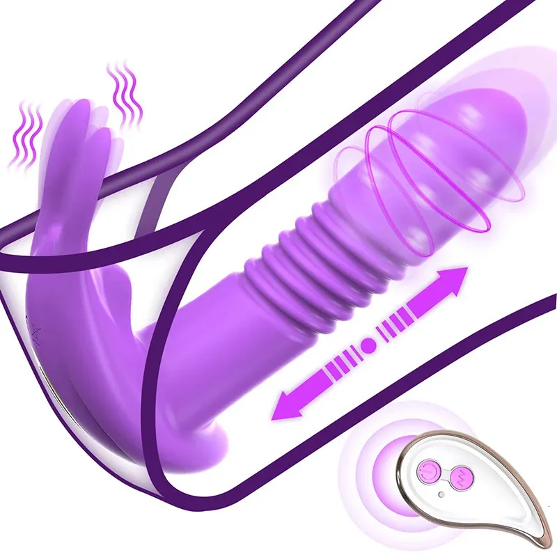 Roterande vibratorsträngande dildos teleskopisk vibration Remote Vagina G Spot Massage Clitoris Stimulator Sex Toys For Women 240130