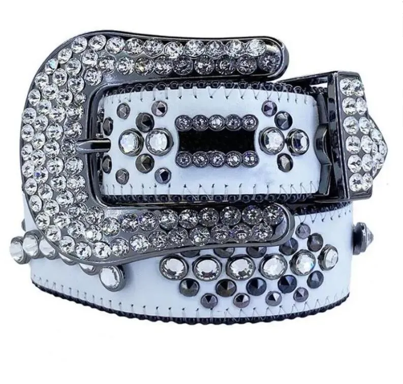 2024 Ceinture de luxe Simon Ceintures pour hommes Femmes Noir sur Noir Bleu Blanc Ceinture de diamant brillant multicolore avec strass bling comme cadeau en gros