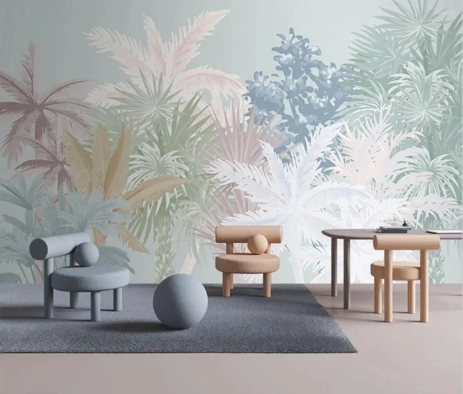 壁紙カスタム壁紙エレガントなトロピカル植物森林壁画テレビ背景壁紙リビングルームベッドルームリーフ3D