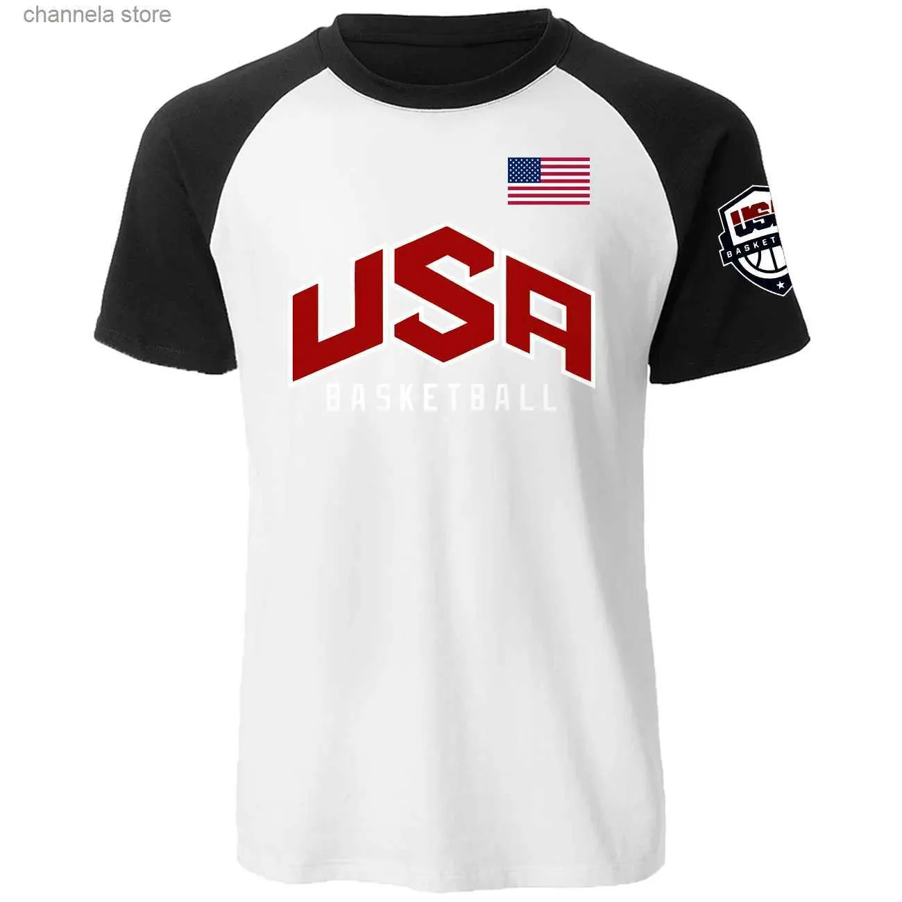 T-shirts hommes USA Basketball T-shirts Hommes Raglan Manches courtes Coton T-shirts Lettre Imprimer Casual T-shirt Hommes Tops Streetwear Tee-shirt T240202