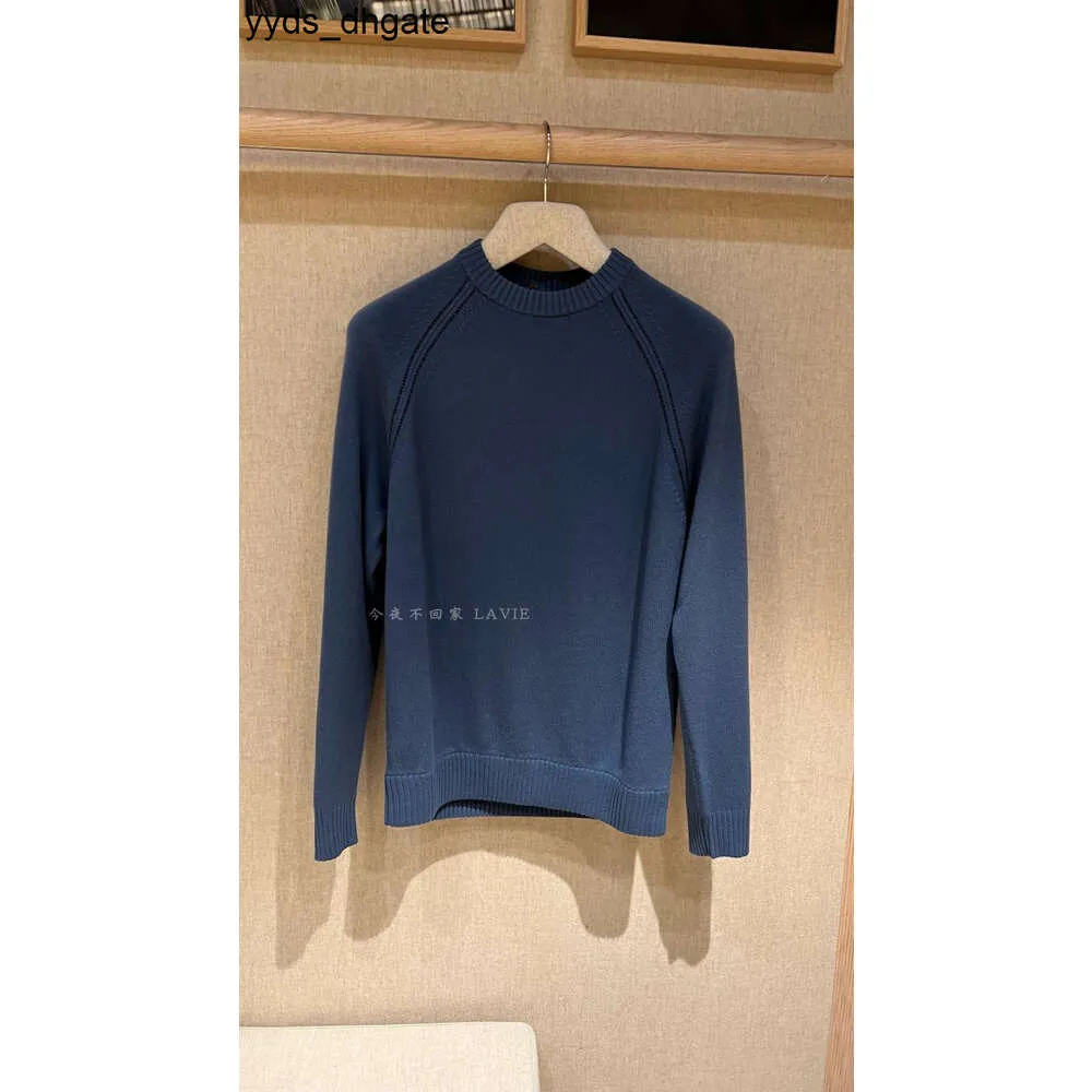 Loro Piano Sweaters Mens Winter Casual Dark Blue Black Round Neck Long Sleeve Cashmere Sweater Lvu9