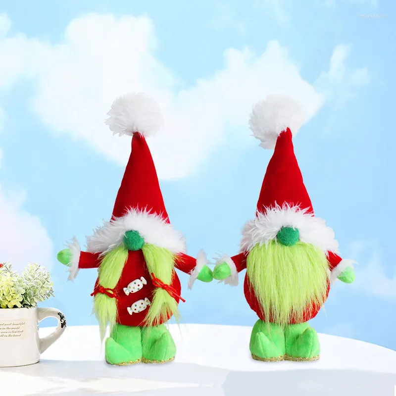 Feestdecoratie Grinch Gezichtsloze Staande Pop Mode Groen Bont Monster Dwerg Elf Decoraties