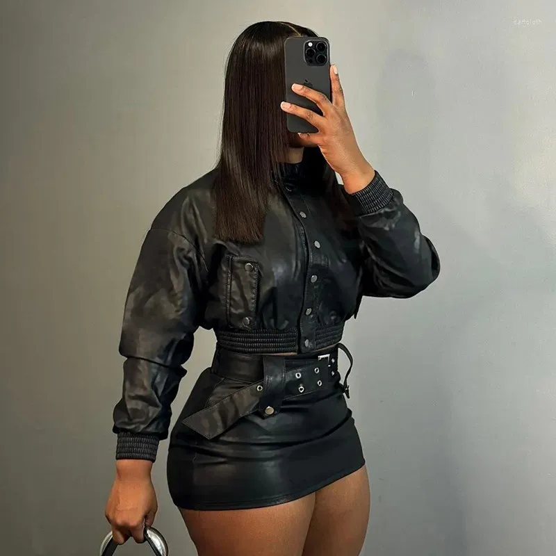 Y2K Leather Skirts Set For Women: Stand Collar, Long Sleeve, Single Breasted Jackets Perfect For Streetwear And Casual Wear From Dartcloth, $37.96 | DHgate.Com Y2K Leather Skirts Set For Women: Stand Collar, Long Sleeve, Single Breasted Jackets Perfect For Streetwear And Casual Wear From Dartcloth, $37.96 | DHgate.Com