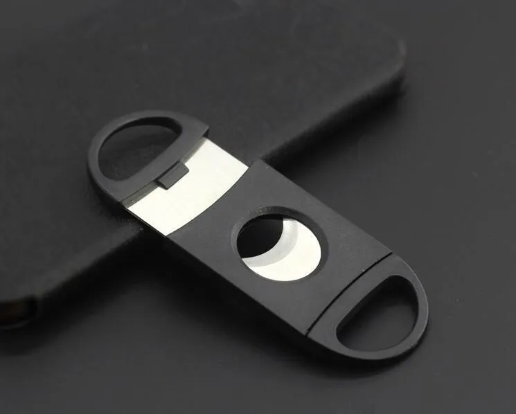 Black Cigar Cutter Knife Pocket Plastic Stainless Steel Double Blades Knife Scissors for Cigar Tobacco 