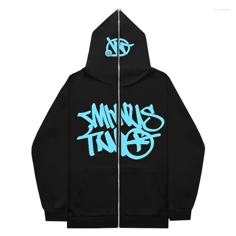 Hoodies femininos gótico carta impressa mulheres y2k casual oversized fulll zip up velo homens outono hip hop manga longa jaquetas casaco