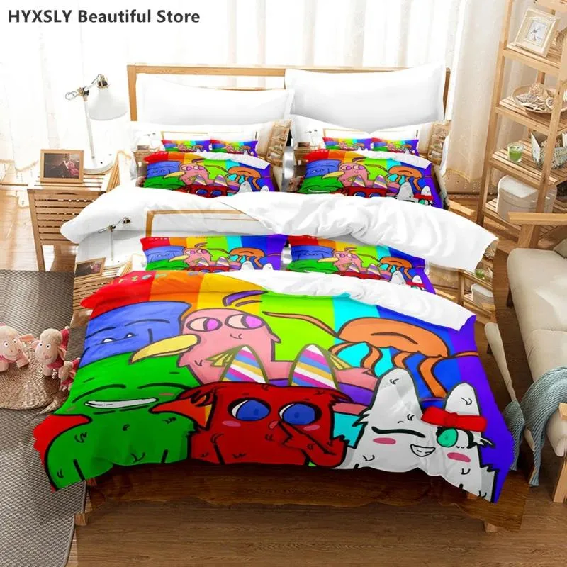 Bedding Sets Garten Of Banban Set Game Pillowcases Single Queen King For Kids Colourful Rainbow Cartoon Cute 3D Duvet Cover