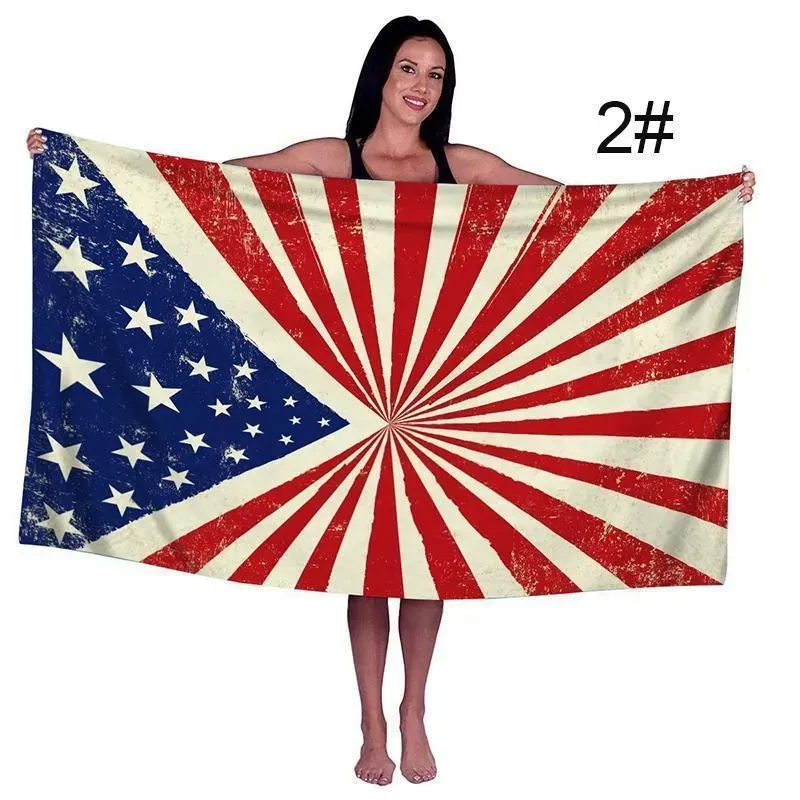 Microfiber Beach Towel American Flag Bath Towels Digital Printing Sunscreen Soft Absorbent Various Patterns WH0109