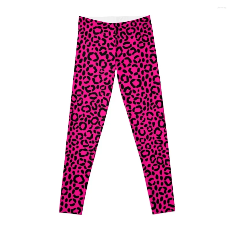 Pantalon actif Pink and Black Leopard Imprimer des leggings de sport