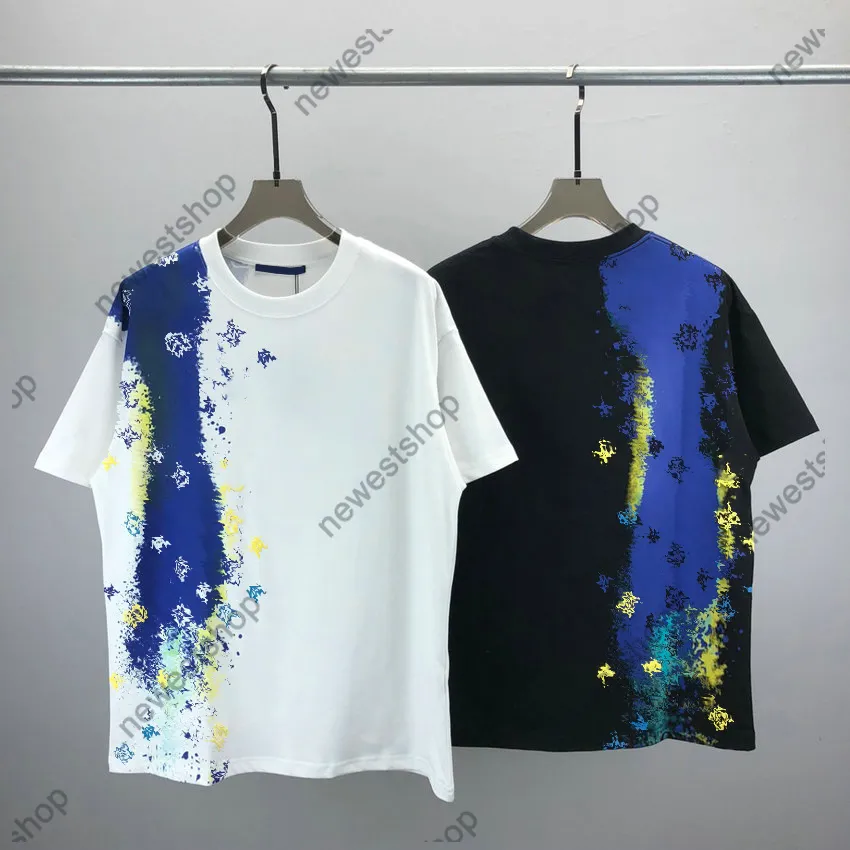 24SSヨーロッパメンズTシャツデザイナーティーサマークラシックカラーレタープリントTシャツメン半袖TシャツコットングラフィティプリントTシャツS-XL