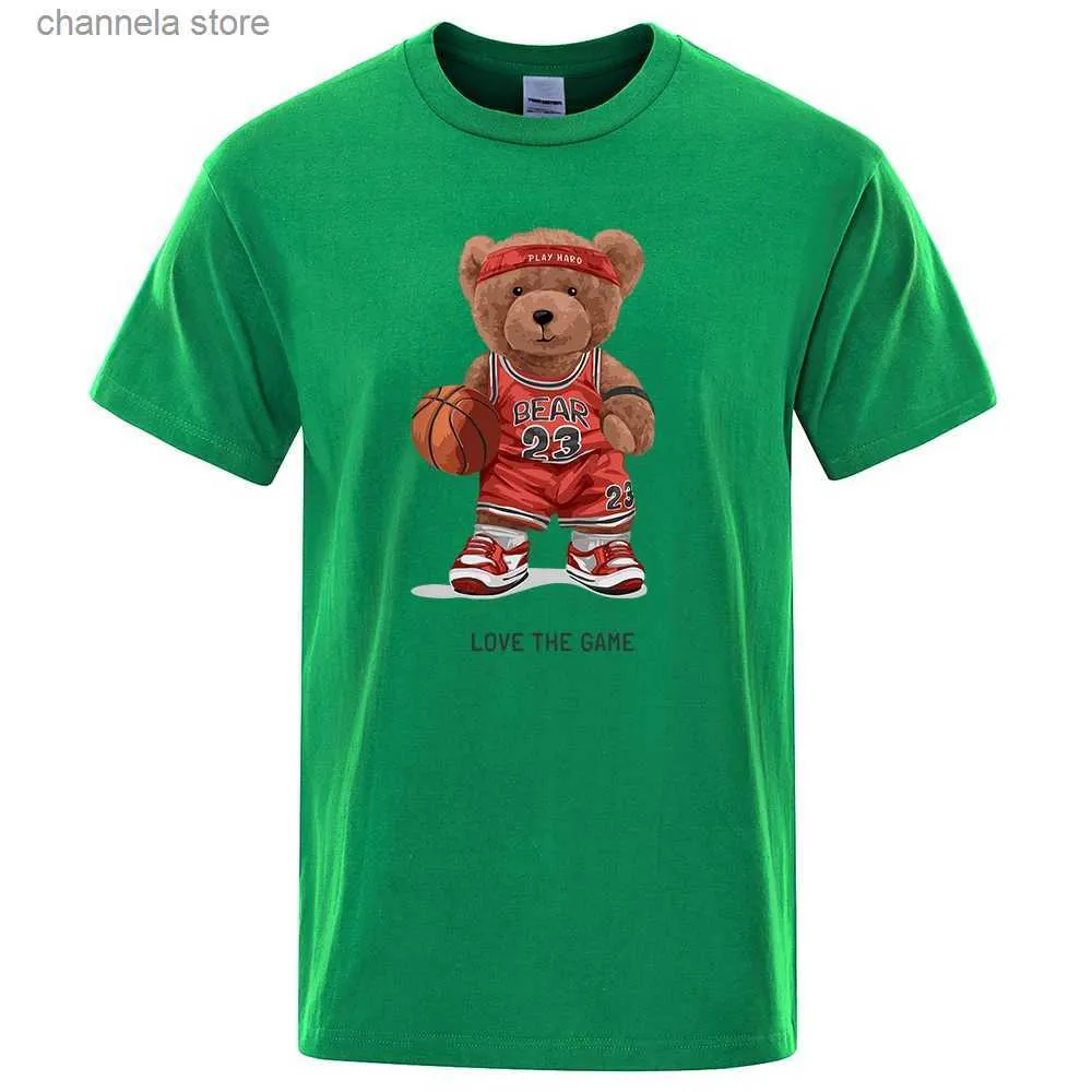T-shirts pour hommes Teddy Bear 23 Love The Game Play Basketball T-shirt Hommes T-shirt respirant doux Chemises d'été en vrac Vêtements décontractés T-shirts en coton T240202
