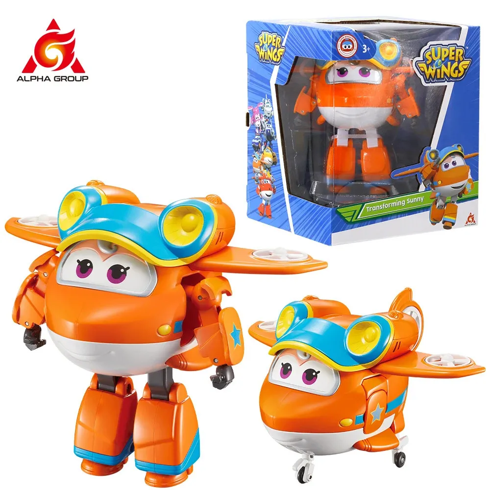 Super Wings S5 5 Scale Transforming Toy Sunny Airplane to Robot Plane Action Figures for Birthday Gifts Boys Girls Kids 240119