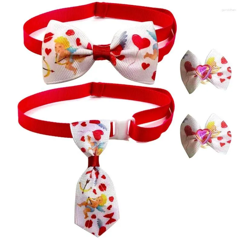 Vêtements pour chiens 1pcs Chat et couple Accessoires pour animaux de compagnie Valentine's Bow Tie Cupid Coiffe Fournitures