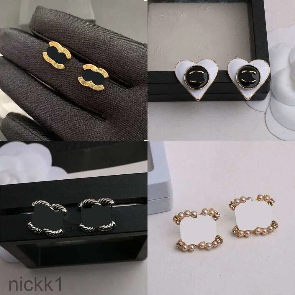 Stud misto semplice placcato oro 18k argento 925 designer di marca di lusso lettere geometriche donne famose rotondo cristallo strass perla orecchino gioielli da sposa B3YG