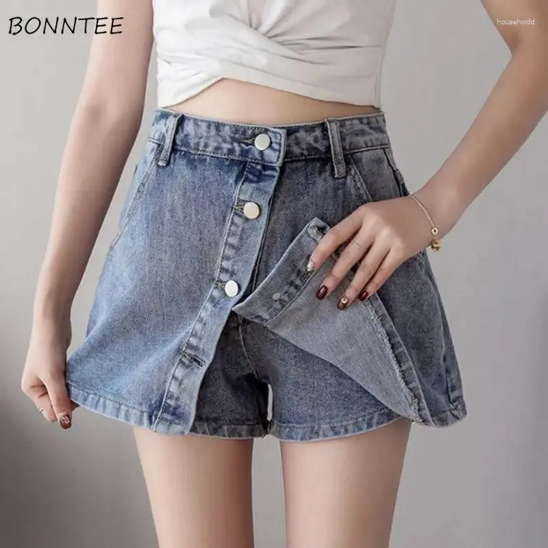 Jupes femmes Denim simple boutonnage boutons poches décontracté Style coréen haute qualité Mini étudiants école quotidien femmes Streetwear