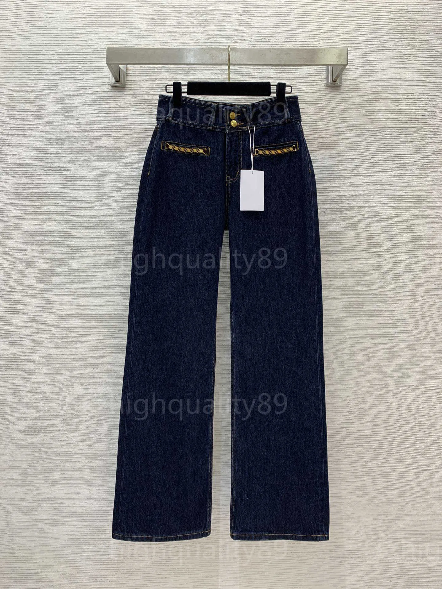 Designer Jeans da donna Pantaloni Jean da donna Tempo libero Versatili pantaloni neri a gamba larga Decorazione con catena in metallo Pantaloni di moda di lusso Jeans taglie forti Abbigliamento donna