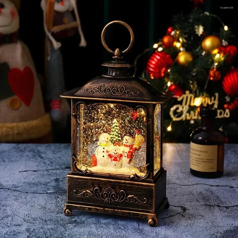 Figurines décoratives boule de neige lumières boîte à musique Flash rotatif décorations de noël cadeaux de l'année du père noël à la famille et aux amis