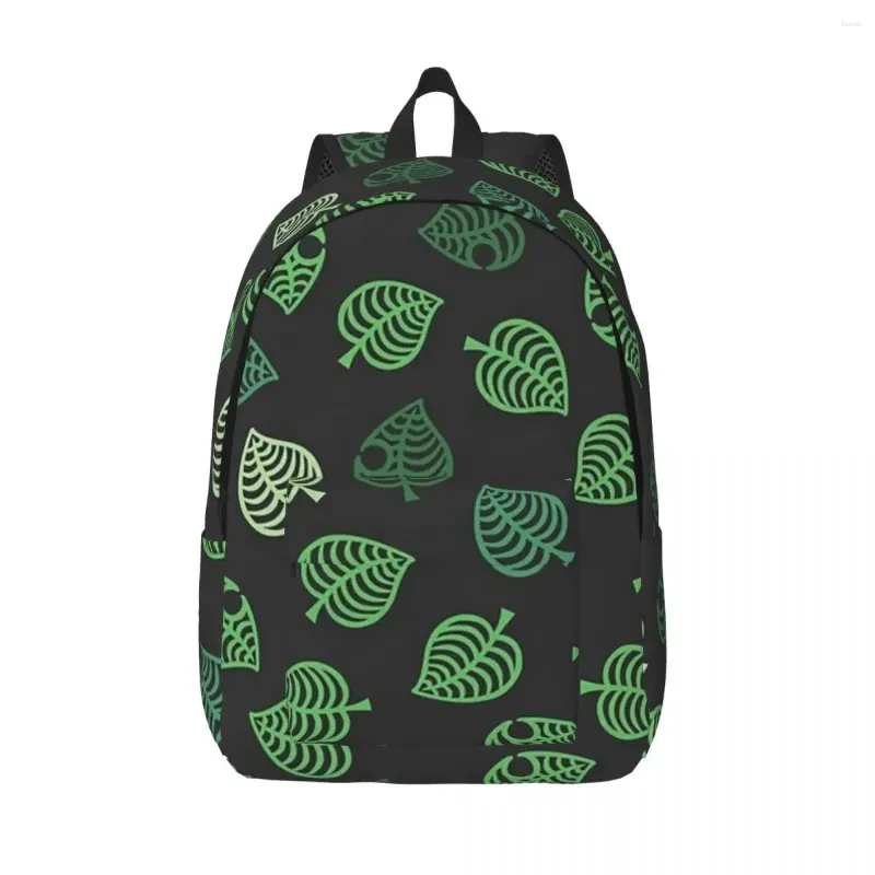 Backpack Nook Leaf Aloha - Green On Grey Woman Small Bookbag Waterproof Shoulder Bag Portability Travel Rucksack School