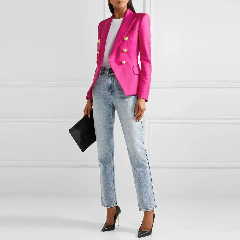 Feminine Blazers Femme Pink Blue White Black Women LMXOO kostym Jacka Kvinnliga damer Långärmad elegant 56789Waist 240201