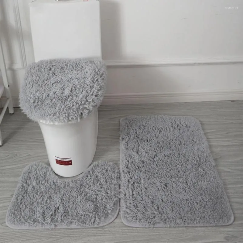 Bath Mats Set Of 3 Bathroom Mat Rug Shower Carpets Toilet Soft Non Slip Lid Cover Floor