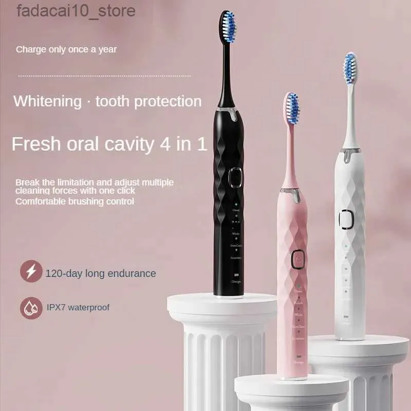 Toothbrush Fancy Adult Smart Sonic Electric Toothbrush for Lovers USB Rechargeable IPX8 Waterproof Soft Bristle Paired Dental Fashionable Q240202