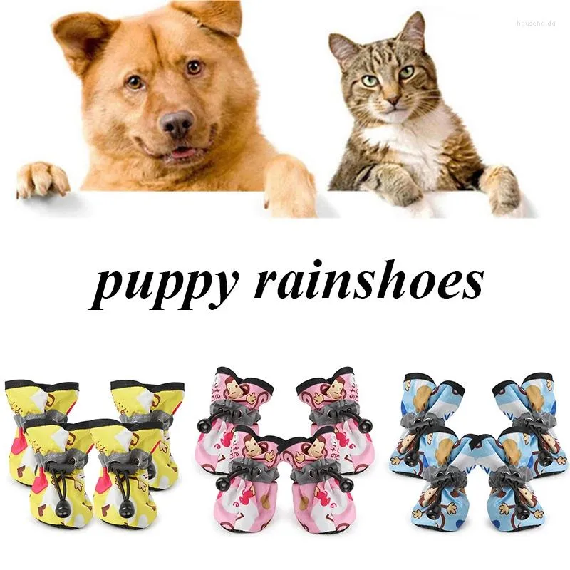 Odzież dla psów 4PCS Wodoodporne buty dla zwierząt przeciwpoślizgowych buty deszczowe Obuwie dla małych kotów Psy Puppy Chihuahua Botki pokrowce stopy