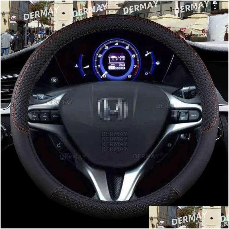 Steering Wheel Covers For Honda Civic 2004 2006 2007 2008 2012 2013 2014 Car Steering Wheel Er Pu Leather Antislip Accessories J220808 Dhiua