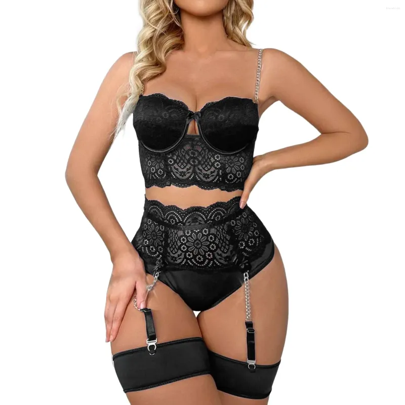 Bh Sets 2024 Vrouwen Sexy Lingerie Tweedelige Kanten Beha En Hoge Taille Panty Exotische Set Verleiding Ondergoed Voor sex Porno Kostuums